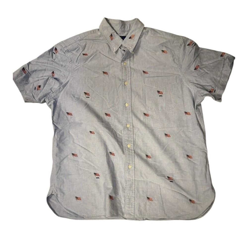 Polo Ralph Lauren Americana Classic Fit Flag Print Short Sleeve Shirt Mens Sz XL